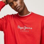 Studio Red Printed Logo Cotton Jumper Pepe Jeans L20F2F890 Men