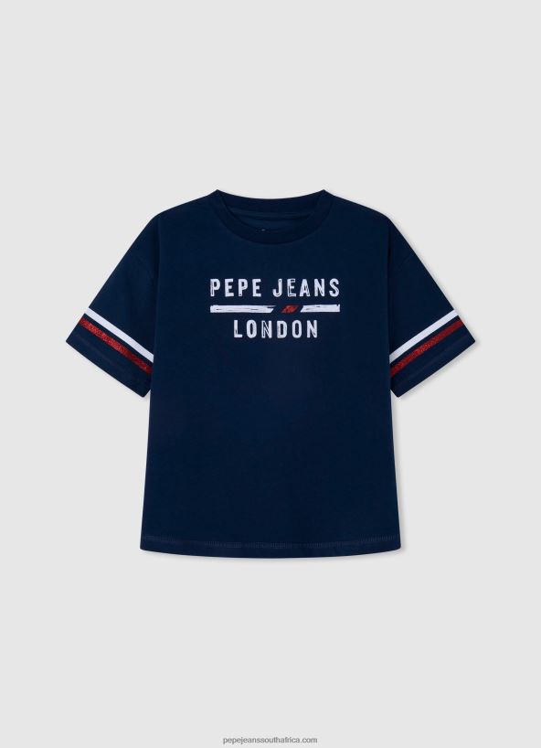 Studio Red Strass Logo Cotton T-Shirt Pepe Jeans L20F2F1450 Girl - Image 4