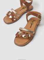 Tan Irma Braided Leather Sandals Pepe Jeans L20F2F1337 Girl - Image 3