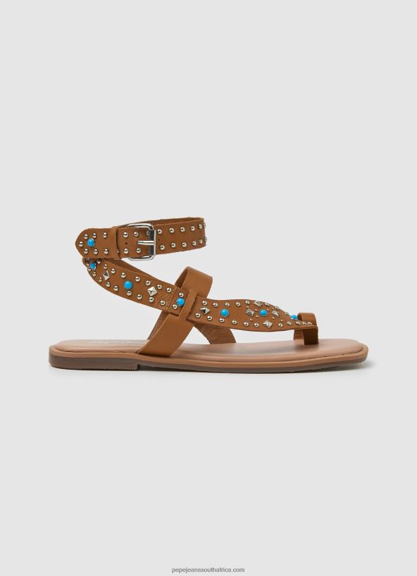 tan_irma_ethnic_leather_sandals_pepe_jeans_l20f2f658_women.jpg Tan Irma Ethnic Leather Sandals Pepe Jeans L20F2F658 Women - Image 1