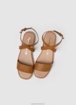 Tan Irma Log Flat Leather Sandals Pepe Jeans L20F2F660 Women - Image 2