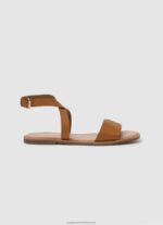 Tan Irma Log Flat Leather Sandals Pepe Jeans L20F2F660 Women