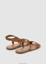 Tan Irma Log Flat Leather Sandals Pepe Jeans L20F2F660 Women - Image 4
