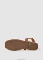 Tan Irma Log Flat Leather Sandals Pepe Jeans L20F2F660 Women - Image 5
