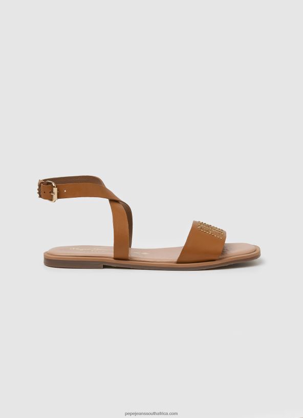 tan_irma_log_flat_leather_sandals_pepe_jeans_l20f2f660_women.jpg Tan Irma Log Flat Leather Sandals Pepe Jeans L20F2F660 Women - Image 1