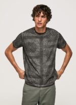 Washed Black Bandana Print Cotton T-Shirt Pepe Jeans L20F2F937 Men
