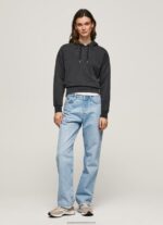 Washed Black Cotton Hoodie Pepe Jeans L20F2F281 Women - Image 4