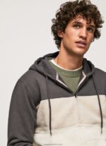 Washed Black Cotton Zipper Jumper Pepe Jeans L20F2F892 Men - Image 3