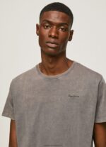 Washed Black Printed Logo Cotton T-Shirt Pepe Jeans L20F2F927 Men