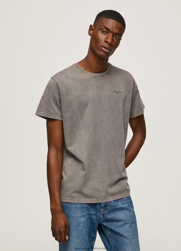 Washed Black Printed Logo Cotton T-Shirt Pepe Jeans L20F2F927 Men - Image 3