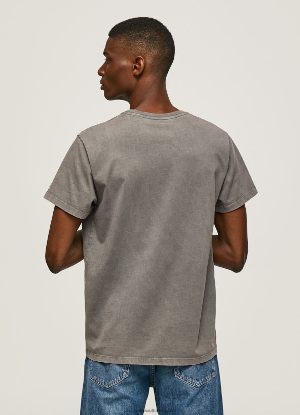 Washed Black Printed Logo Cotton T-Shirt Pepe Jeans L20F2F927 Men - Image 4