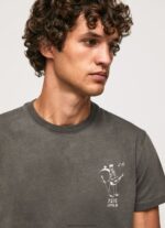 Washed Black Washed And Dyed Cotton T-Shirt Pepe Jeans L20F2F941 Men - Image 2
