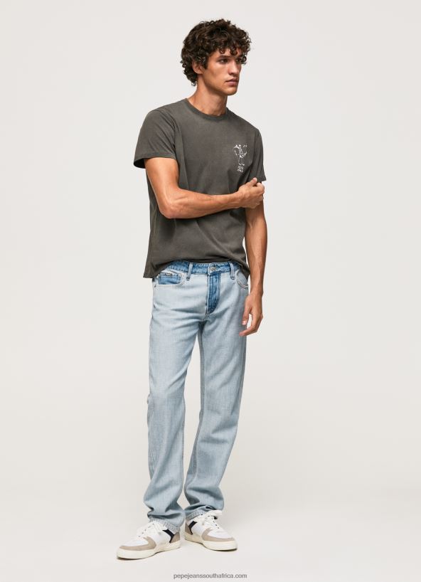 Washed Black Washed And Dyed Cotton T-Shirt Pepe Jeans L20F2F941 Men - Image 1