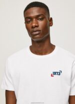 White 1973 Logo Cotton T-Shirt Pepe Jeans L20F2F950 Men - Image 3
