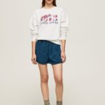 White 1973 Logo Plush Sweatshirt Pepe Jeans L20F2F280 Women