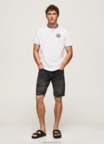 White Baseball Collar Pique Polo Shirt Pepe Jeans L20F2F1087 Men - Image 2