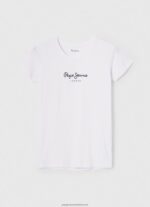 White Basic Logo T-Shirt Pepe Jeans L20F2F416 Women - Image 5