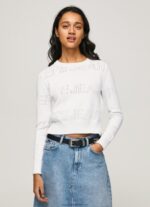 White Cotton Jersey With Openwork Details Pepe Jeans L20F2F260 Women