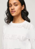 White Cotton Jersey With Openwork Details Pepe Jeans L20F2F260 Women - Image 3