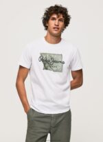 White Cotton Logo T-Shirt Pepe Jeans L20F2F938 Men