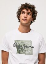 White Cotton Logo T-Shirt Pepe Jeans L20F2F938 Men - Image 3