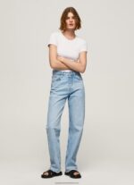 White Cotton T-Shirt With Logo Pepe Jeans L20F2F404 Women - Image 2
