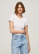 White Cotton T-Shirt With Logo Pepe Jeans L20F2F404 Women