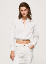 White Cropped Fit Poplin Shirt Pepe Jeans L20F2F361 Women - Image 2