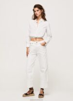 White Cropped Fit Poplin Shirt Pepe Jeans L20F2F361 Women - Image 3