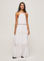 White Dress With Embroidered Details Pepe Jeans L20F2F219 Women - Image 2