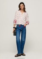White Embroidered Cotton Dobby Blouse Pepe Jeans L20F2F345 Women - Image 2
