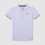 White Embroidered Logo Pique Polo Shirt Pepe Jeans L20F2F1661 Boy