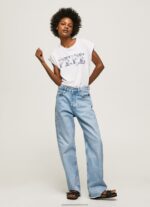 White Embroidered Logo T-Shirt Pepe Jeans L20F2F433 Women - Image 2