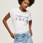 White Embroidered Logo T-Shirt Pepe Jeans L20F2F433 Women
