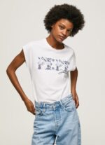 White Embroidered Logo T-Shirt Pepe Jeans L20F2F433 Women