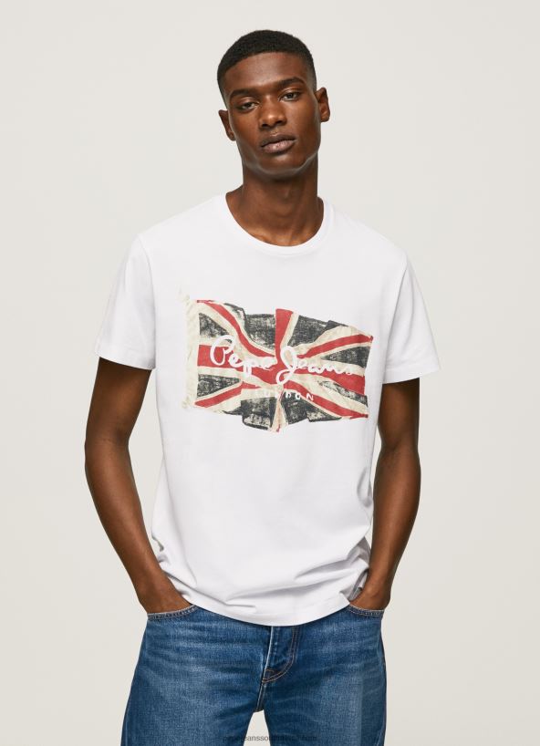 White Flag Logo N Waving Flag T-Shirt Pepe Jeans L20F2F1014 Men - Image 1