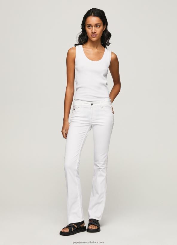 white_flare_slim_trousers_pepe_jeans_l20f2f310_women.jpg White Flare Slim Trousers Pepe Jeans L20F2F310 Women - Image 1