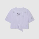 White Floral Strass T-Shirt Pepe Jeans L20F2F1475 Girl
