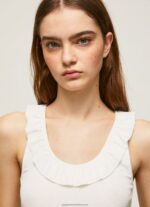 White Frilled Neckline T-Shirt Pepe Jeans L20F2F390 Women - Image 3