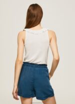 White Frilled Neckline T-Shirt Pepe Jeans L20F2F390 Women - Image 4