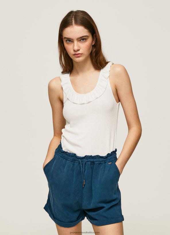 white_frilled_neckline_t_shirt_pepe_jeans_l20f2f390_women.jpg White Frilled Neckline T-Shirt Pepe Jeans L20F2F390 Women - Image 1