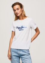 White Gradient Logo Cotton T-Shirt Pepe Jeans L20F2F421 Women - Image 3