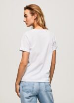 White Gradient Logo Cotton T-Shirt Pepe Jeans L20F2F421 Women - Image 4