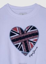 White Heart Print Jumper Pepe Jeans L20F2F1411 Girl - Image 3