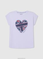 White Heart Print T-Shirt Pepe Jeans L20F2F1426 Girl