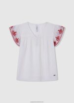 White Heart Print T-Shirt Pepe Jeans L20F2F1426 Girl - Image 5