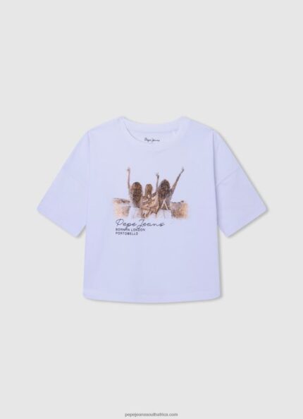 White Illustrations T-Shirt Pepe Jeans L20F2F1439 Girl