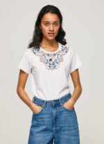 White Laced Collar T-Shirt Pepe Jeans L20F2F449 Women - Image 2
