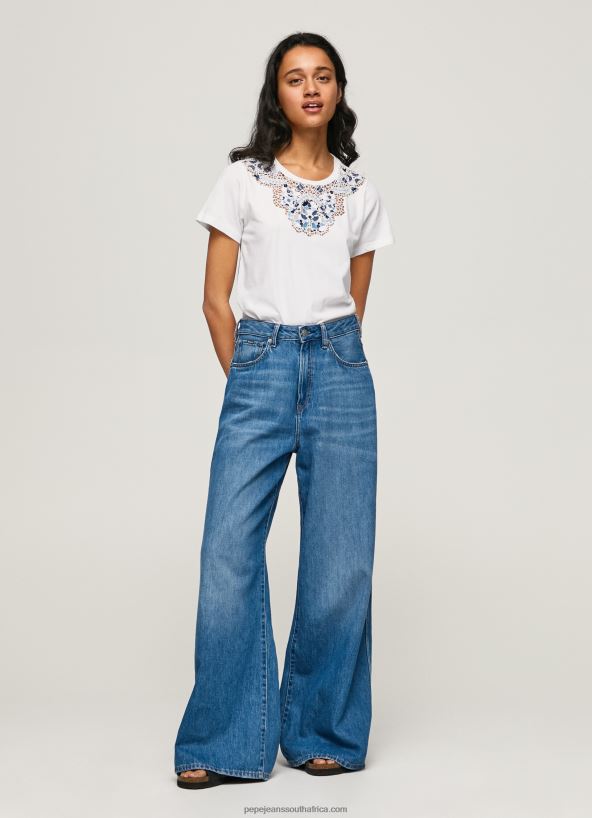white_laced_collar_t_shirt_pepe_jeans_l20f2f449_women.jpg White Laced Collar T-Shirt Pepe Jeans L20F2F449 Women - Image 1