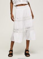 White Laced Skirt Pepe Jeans L20F2F487 Women - Image 2